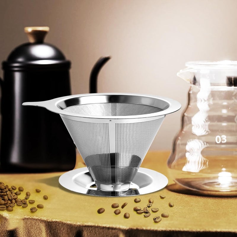 Annmexx Upgraded Pour Over Coffee Filter, Coffee Dripper, Paperless Mess Stainless Steel Coffee Filter, Maker One to Two Cup, Keeping Nature Coffee Flavour, Easy to Use and Clean (Large) - Image 5